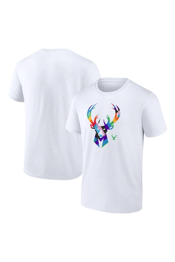 Men's White Milwaukee Bucks Team Logo Pride T-Shirt