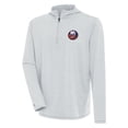 thumbnail image 1 of Men's Antigua  Heather Gray New York Islanders Tidy Quarter-Zip Pullover Hoodie, 1 of 1