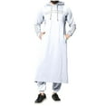 thumbnail image 1 of Men's White Muslim Jubba Thobe Long Sleeve Hood Kaftan Long Robe Islam Clothing White XXXXXL, 1 of 3