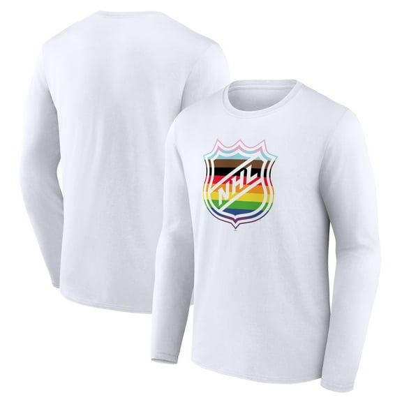 Men's White NHL Team Pride Logo Long Sleeve T-Shirt