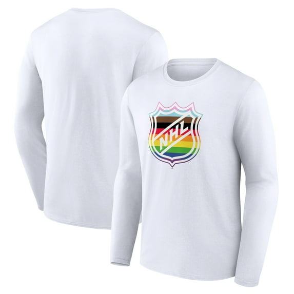 Men's White NHL Team Pride Logo Long Sleeve T-Shirt
