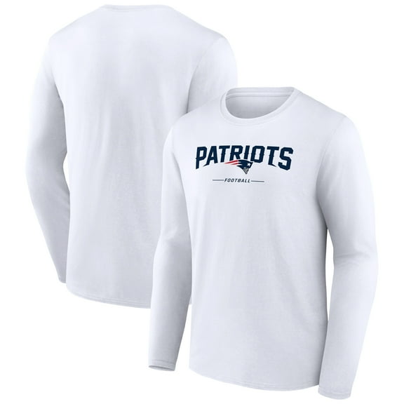 Men's White New England Patriots Logo Team Lockup Long Sleeve T-Shirt