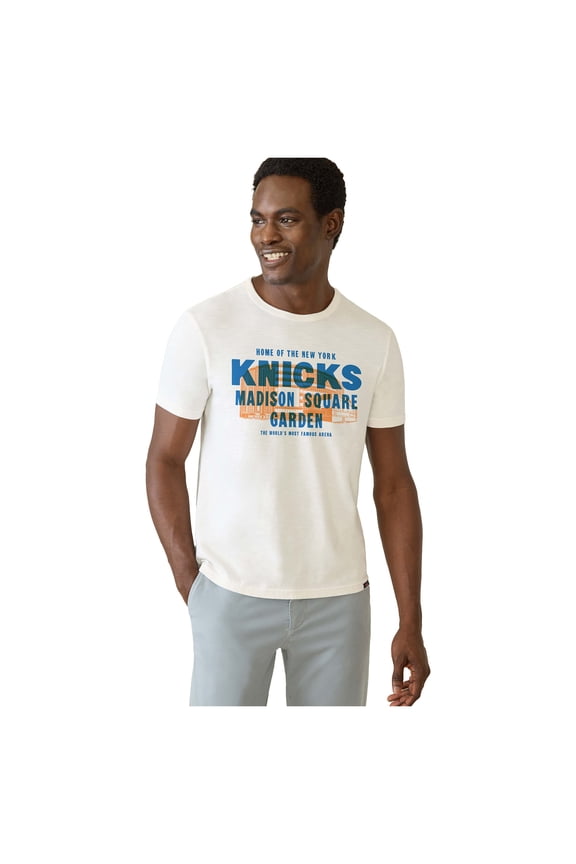 Men's FAHERTY White New York Knicks Madison Square Garden Sunwashed T-Shirt