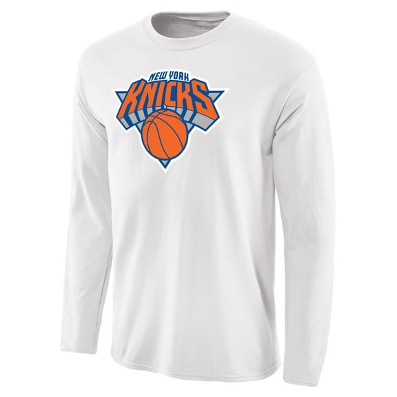Men's White New York Knicks Primary Logo Long Sleeve T-Shirt