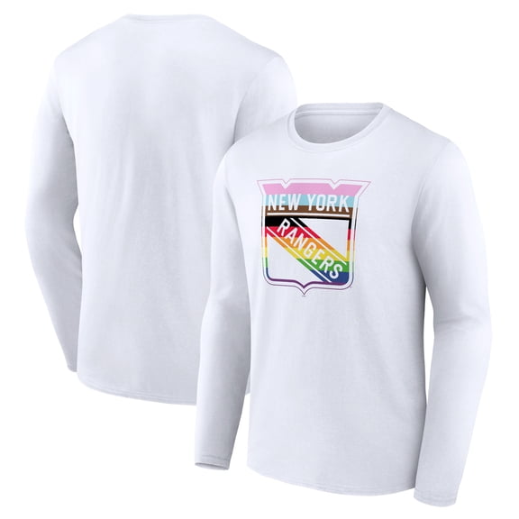 Men's White New York Rangers Team Pride Logo Long Sleeve T-Shirt