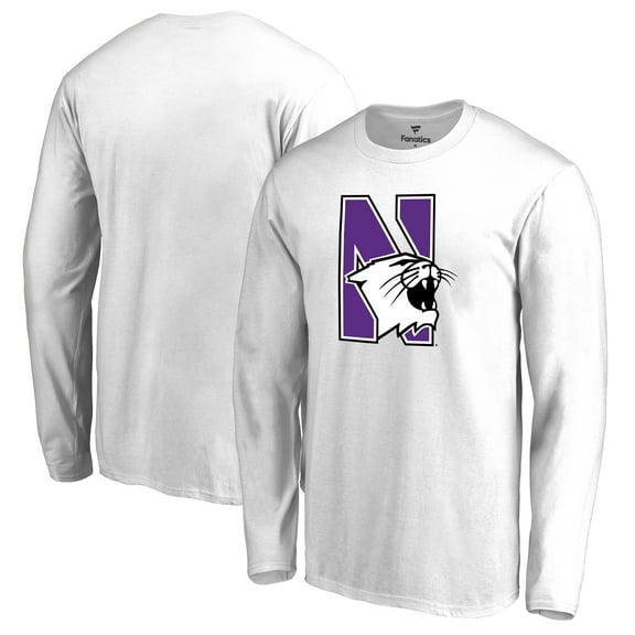 Men's White Northwestern Wildcats Primary Logo Long Sleeve T-Shirt
