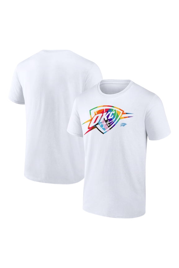 Men's White Oklahoma City Thunder Team Logo Pride T-Shirt