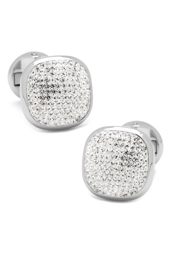 Men's White Pave Crystal Cufflinks