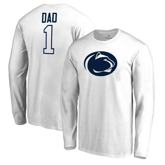 Men's White Penn State Nittany Lions #1 Dad Long Sleeve T-Shirt