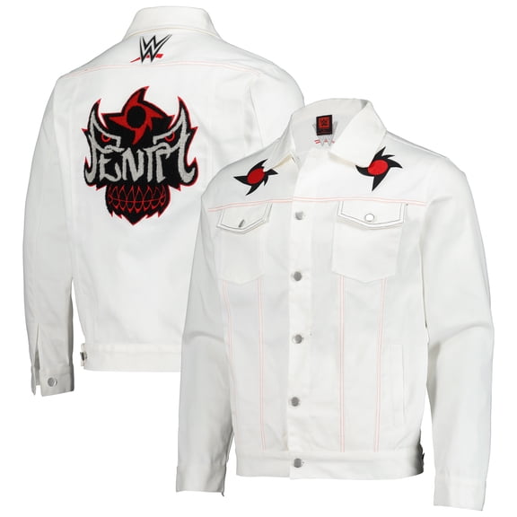 Men's White Penta Full-Button Denim Jacket