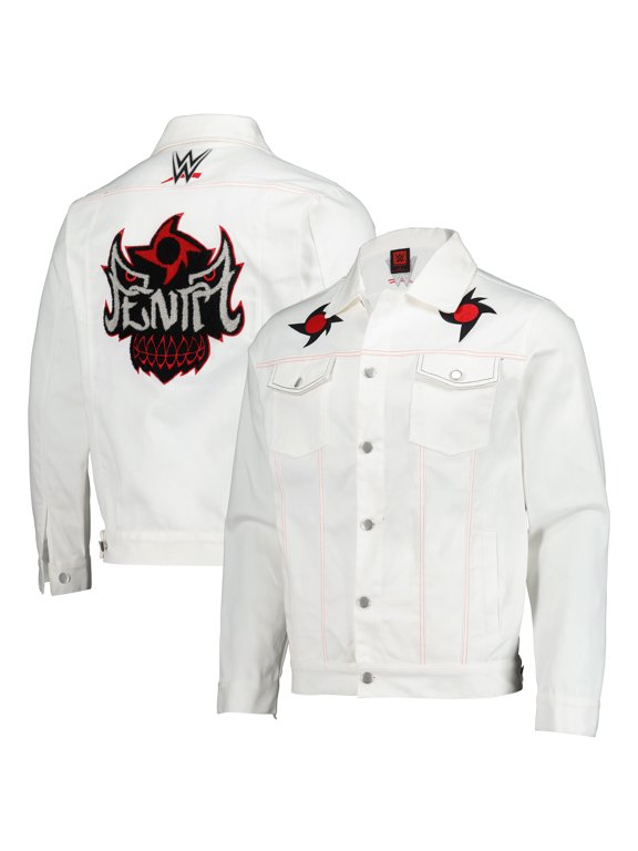 Men's White Penta Full-Button Denim Jacket