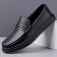 thumbnail image 1 of Men's White Perforated Genuine Leather Penny Loafers Slip-On Breathable Platform Casual Walking Shoes, 1 of 6
