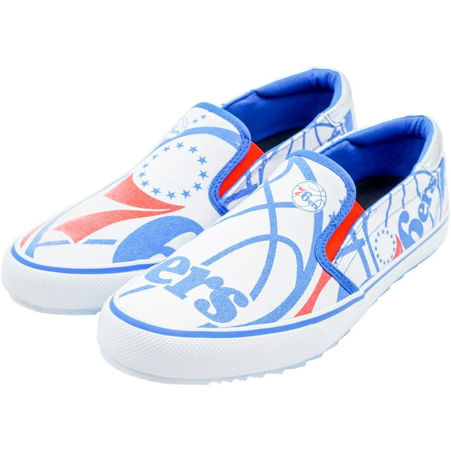 Men's White Philadelphia 76ers Slip-On Canvas Shoes