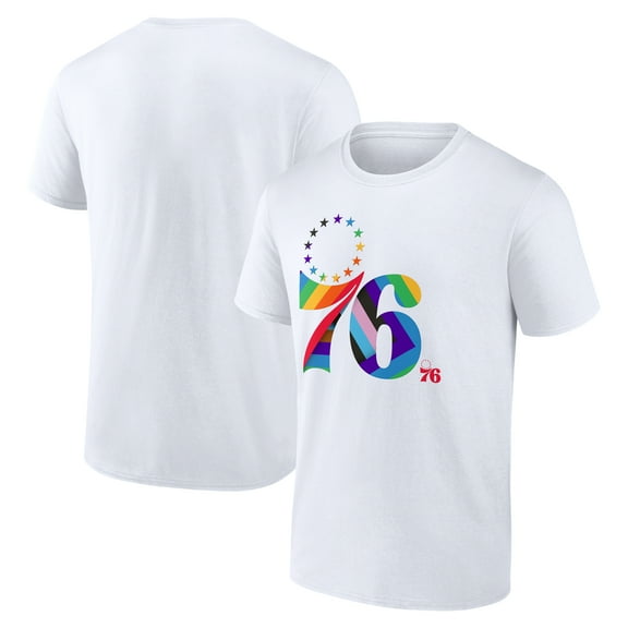 Men's White Philadelphia 76ers Team Logo Pride T-Shirt