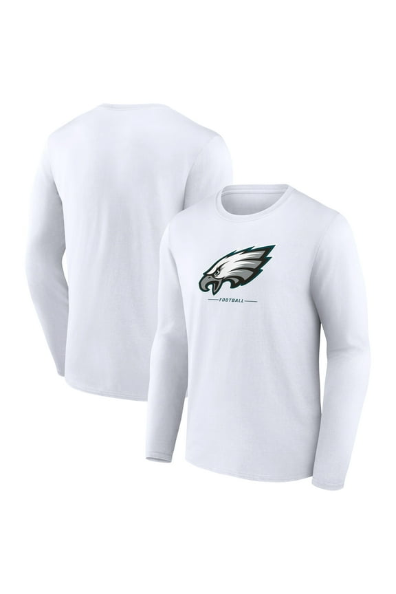 Men's White Philadelphia Eagles Logo Team Lockup Long Sleeve T-Shirt