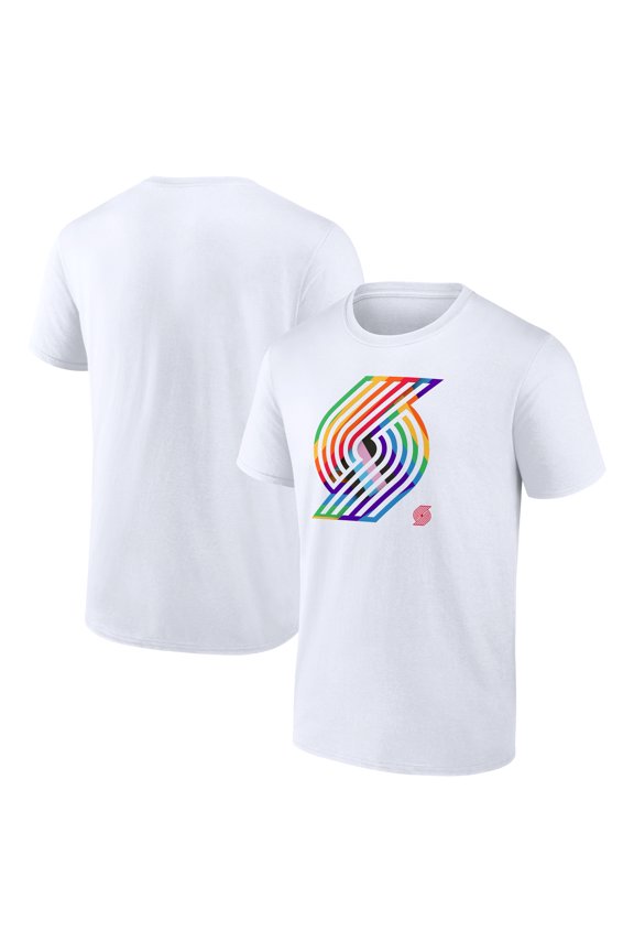 Men's White Portland Trail Blazers Team Logo Pride T-Shirt