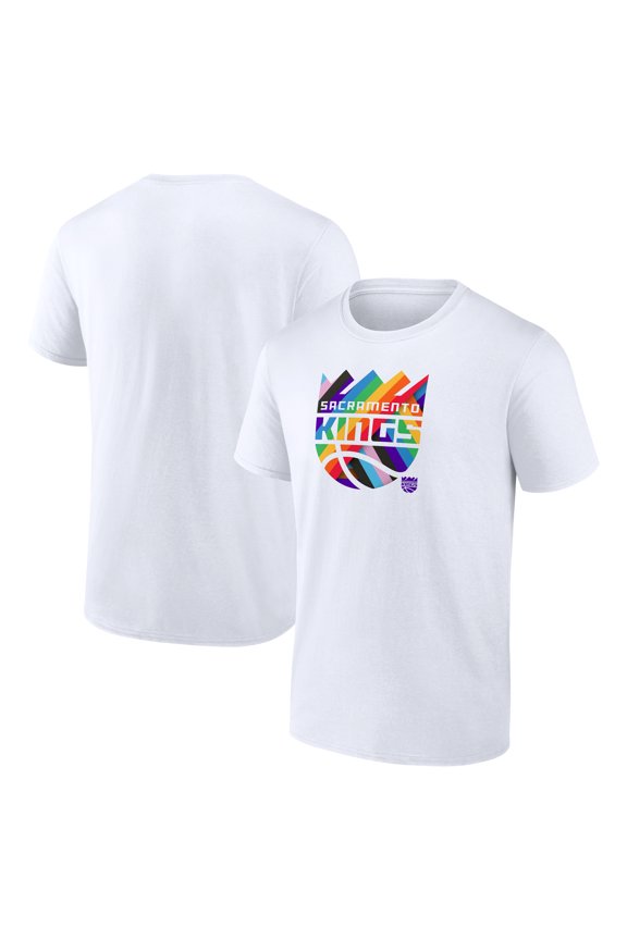 Men's White Sacramento Kings Team Logo Pride T-Shirt