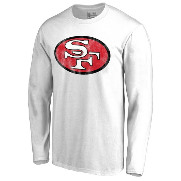 Men's White San Francisco 49ers Throwback Logo Long Sleeve T-shirt