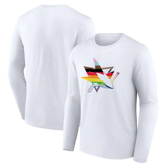 Men's White San Jose Sharks Team Pride Logo Long Sleeve T-Shirt