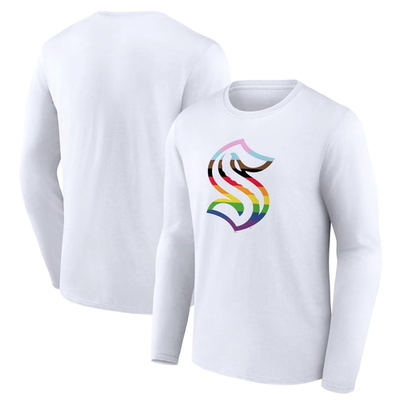 Men's White Seattle Kraken Team Pride Logo Long Sleeve T-Shirt