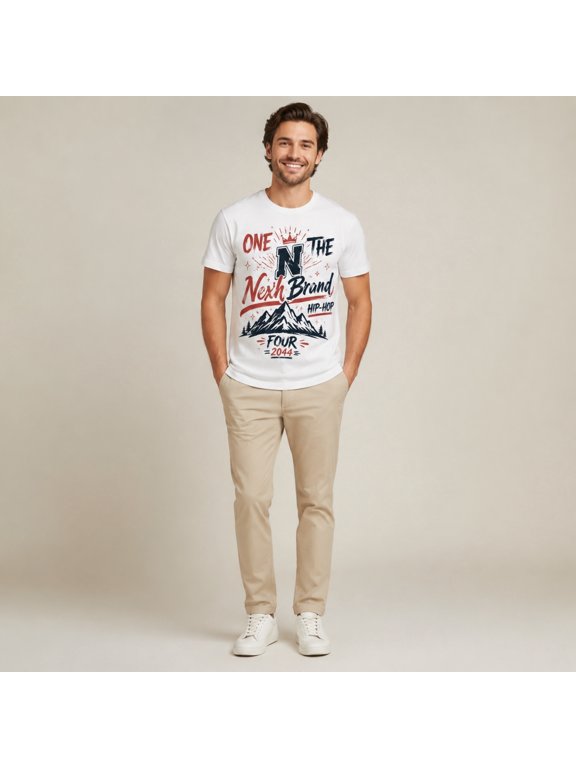 Men's White Short Sleeve Crew Neck T-Shirt, Mountain Hip Hop Graphic Tee, Casual Summer Streetwear Top,M,Black D