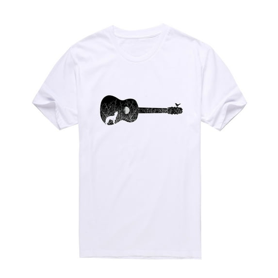 Men's White Short-Sleeved,Guitar Wolf T-Shirt