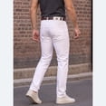 thumbnail image 1 of Men's White Slim Straight Stretch Jeans, Casual Mid-Rise Denim Pants for Work, Vacation& Daily Wear, 1 of 6