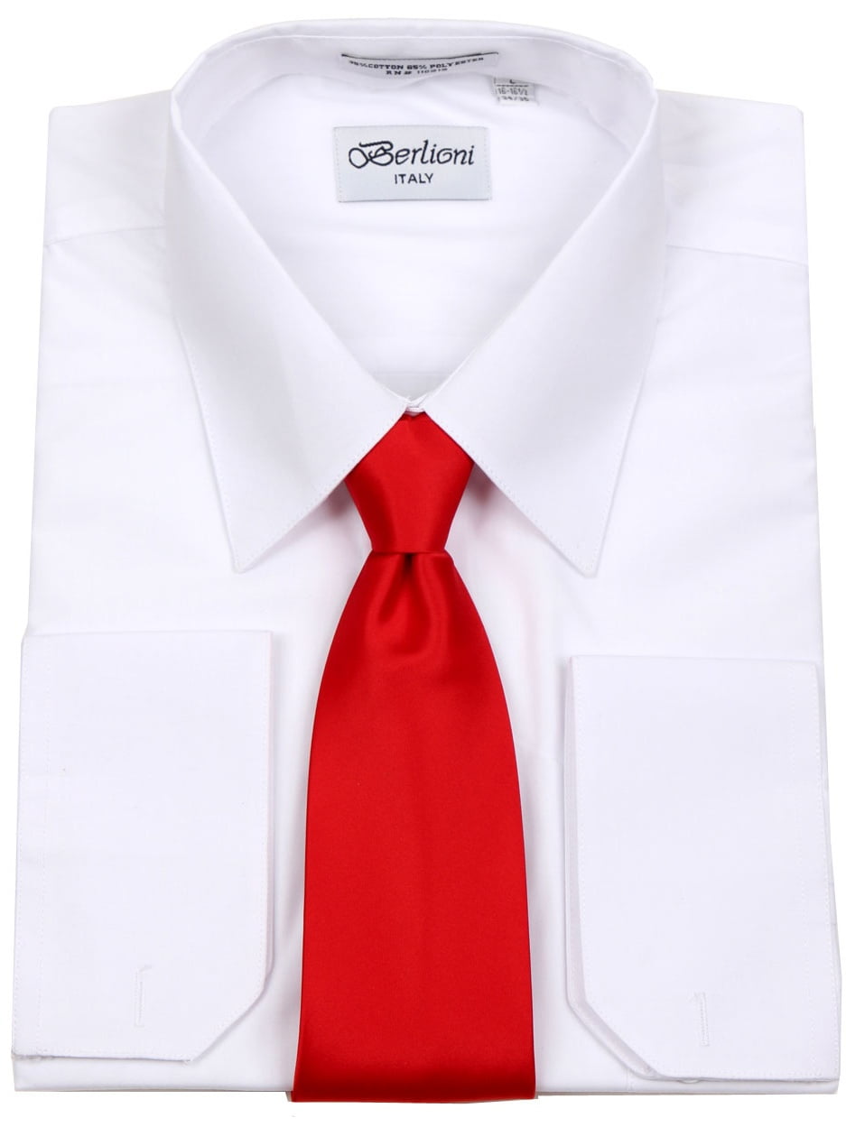 open lace back dress Hisdern Wrinkle-Resistant Red Light Dress Shirt and Paisley Tie L main image 0