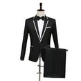 thumbnail image 1 of Men's White Straight Edge Collar Black Suit Tuxedo Dress (Include Blazer, Pants and Tie, but shoes are not included), 1 of 6