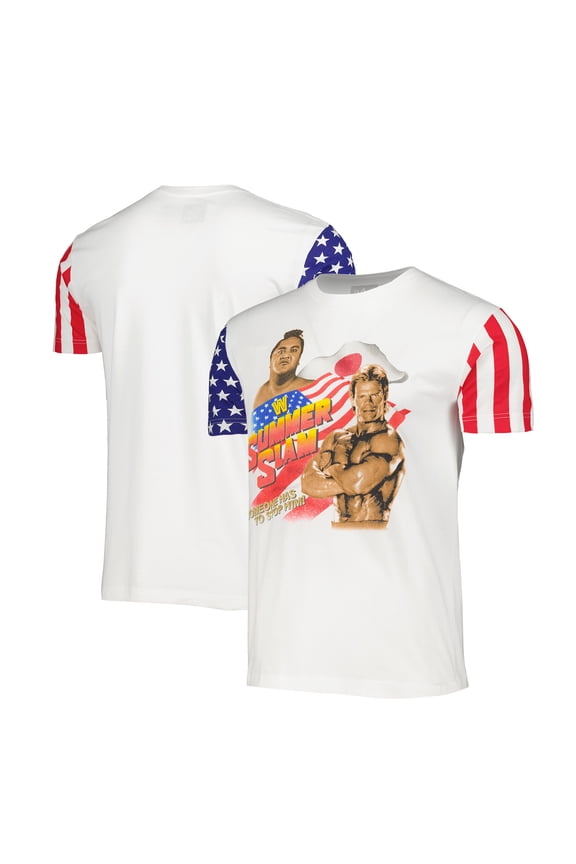 Men's White SummerSlam Stars & Stripes T-Shirt