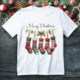 thumbnail image 1 of Men's White T-Shirt Graphic Tees "Merry Christmas" Plaid Stockings Holiday Design Shirts S-5XL Casual Daily Tops, 1 of 5