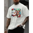 thumbnail image 1 of Men's White T-Shirt Graphic Tees Snowman & Reindeer with Heart Glasses Christmas Design Shirts S-5XL Casual Daily Tops, 1 of 5