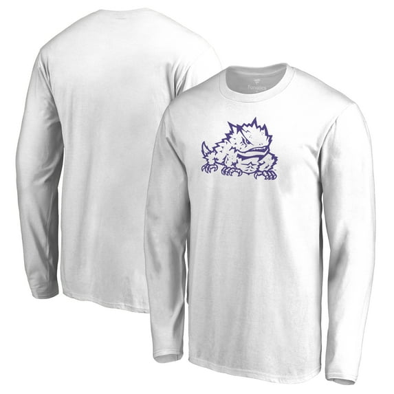 Men's White TCU Horned Frogs Primary Logo Long Sleeve T-Shirt