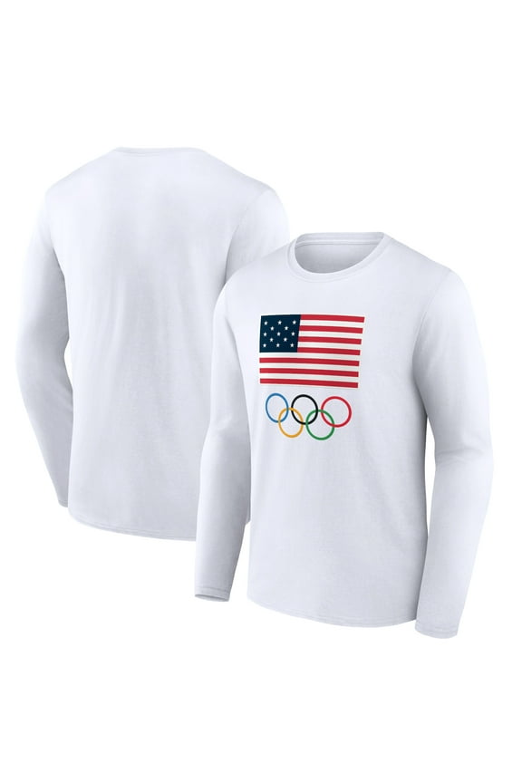 Men's  White Team USA 2024 Olympics Primary Logo Long Sleeve T-Shirt