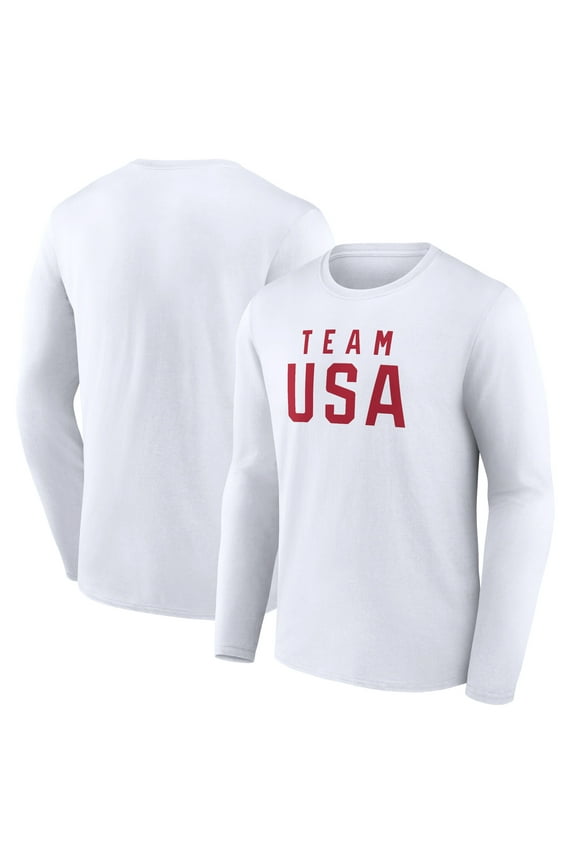 Men's  White Team USA 2024 Olympics Wordmark Long Sleeve T-Shirt