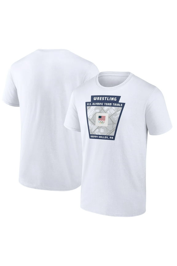 Men's  White Team USA U.S. Olympic Team Wrestling Trials Keystone Map T-Shirt