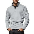 thumbnail image 1 of Men's White Tee Shirts Crew Neck Summer Basic Look Men's Solid Color Zip Up Stand Collar Sweatshirt Long Sleeve Workout Athletic Shirt Comfortable Casual T Shirt For Gym Running, 1 of 7