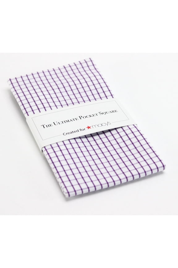 Men's White Timber Grid PLaid Pocket Square Not Applicable