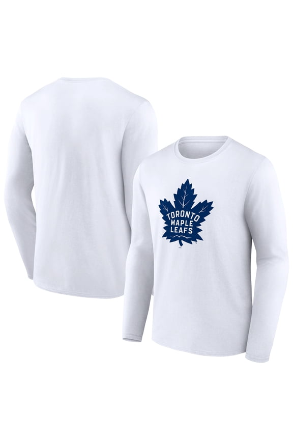 Men's White Toronto Maple Leafs Primary Logo Long Sleeve T-Shirt