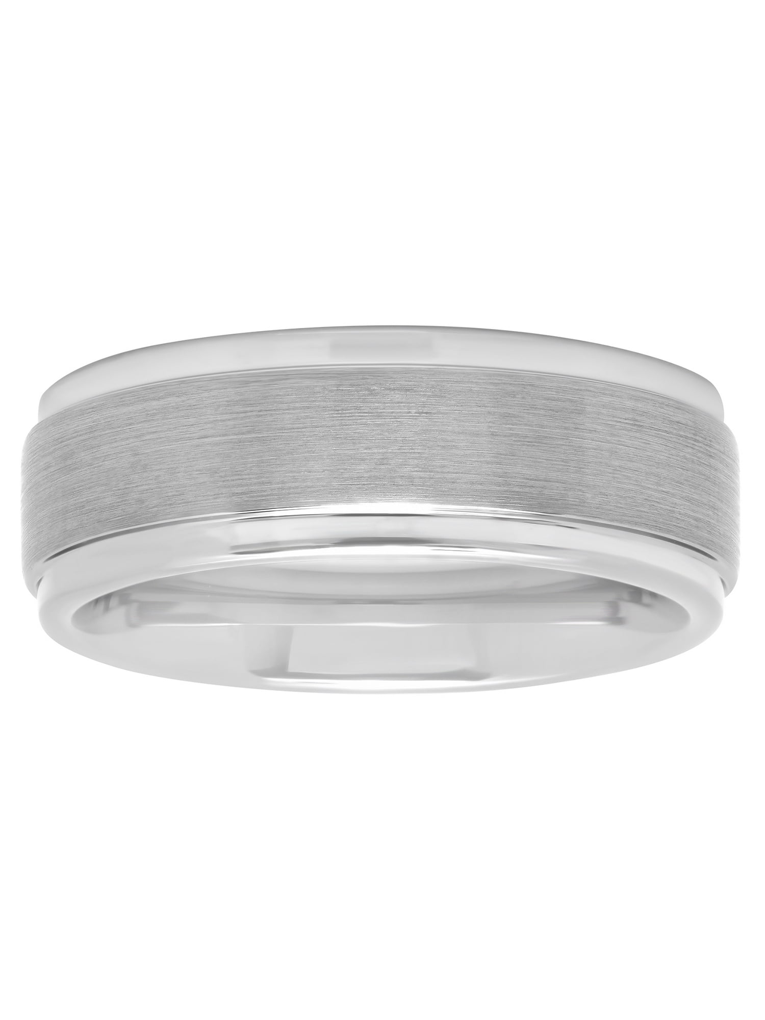 Men's White Tungsten 8MM Comfort Fit Step Edge Wedding Band