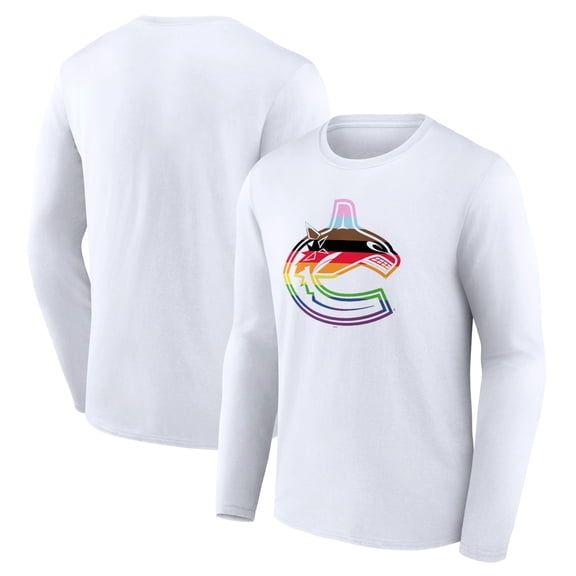 Men's White Vancouver Canucks Team Pride Logo Long Sleeve T-Shirt