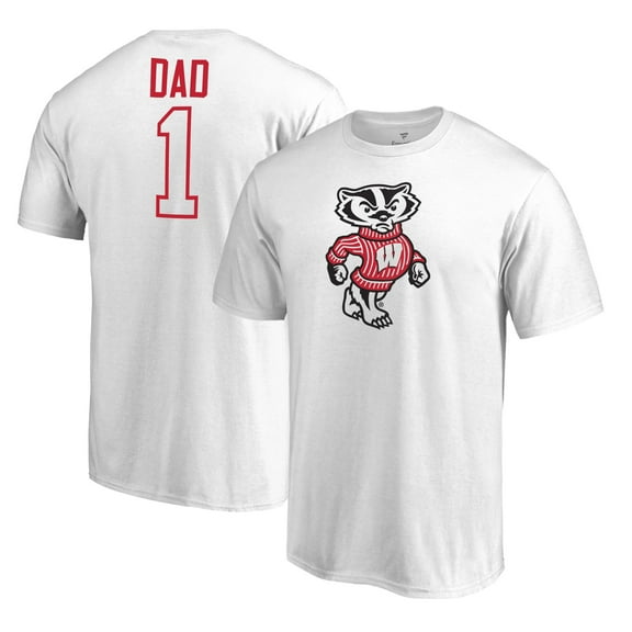 Men's White Wisconsin Badgers #1 Dad T-Shirt