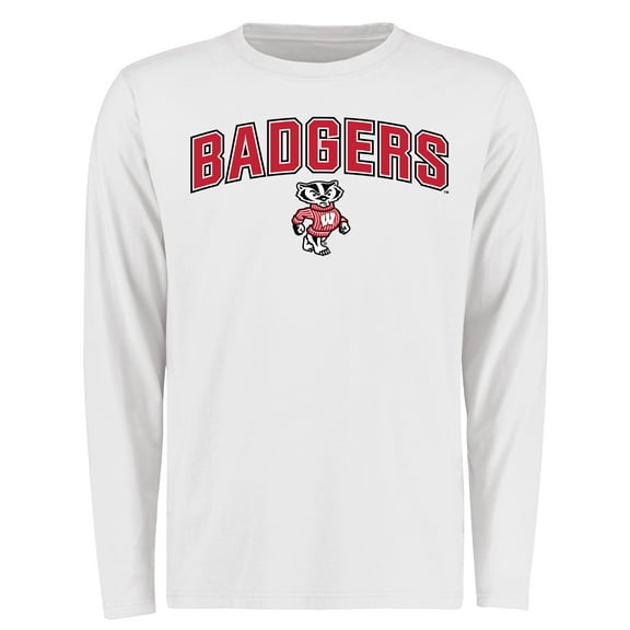 Men's White Wisconsin Badgers Proud Mascot Long Sleeve T-Shirt