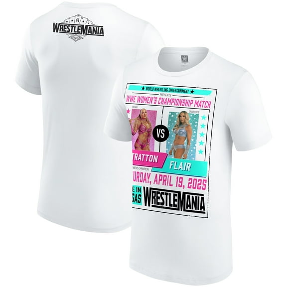 Men's White WrestleMania 41 Charlotte Flair vs. Tiffany Stratton Match T-Shirt