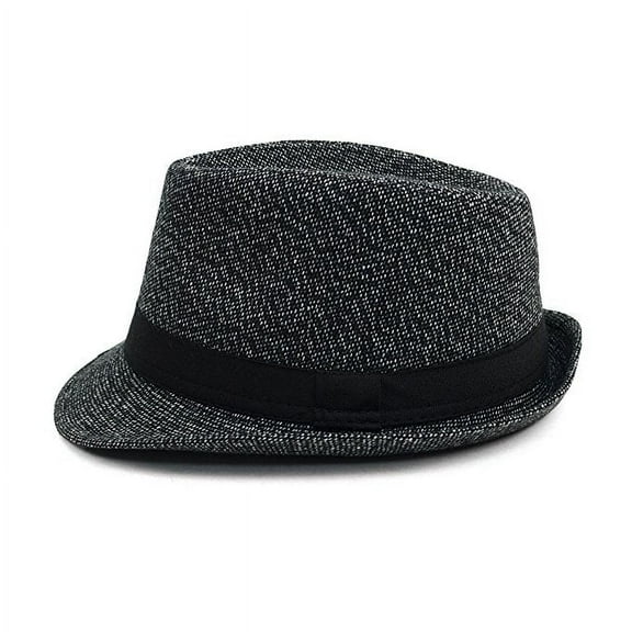 Men?s White and Black Woven Fall/ Winter Fedora