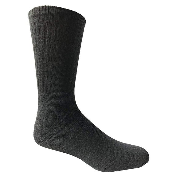 Men's Wholesale King Size Cotton Crew Socks - Plus Size Athletic Socks For Men - 13-16 - Black - 12 Pack