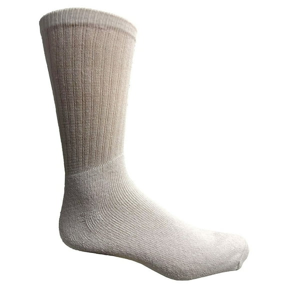 Men's Wholesale King Size Cotton Crew Socks - Plus Size Athletic Socks For Men - 13-16 - White - 12 Pack
