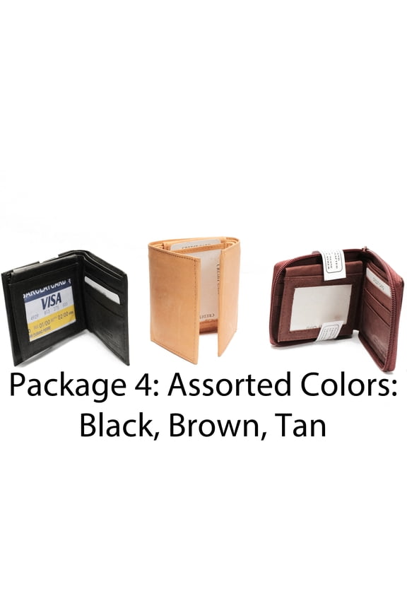 Men's Wholesale lot of 12 Mens Bifold Trifold Leather Wallets 4.5 x 3.5 inches