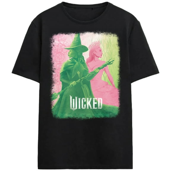 Wicked: Part 1 Duo in Color on Black Short Sleeve Adult T-Shirt-Large