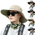 thumbnail image 1 of Men's Wide Brim Boonie Hat with Chin Strap - UPF 50+ Sun Protection, Quick-Dry & Breathable Outdoor Cap for Fishing, Hiking, Camping Khaki One Size, 1 of 4